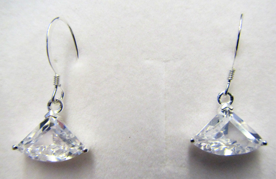 Handcrafted cubic Zirconia fan earrings on 925 sterling silver hooks