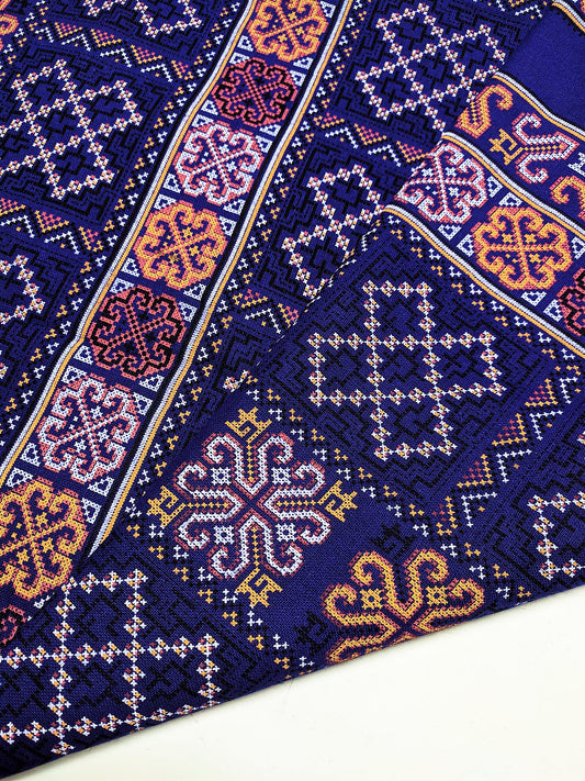 Veradacraft Thai Cotton Fabric Tribal Fabric Native Fabric Ethnic fabric Craft Supplies Hill Tribe Textile 1/2 yard Dark Blue (TCF20)