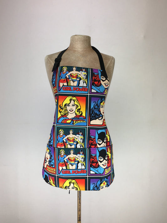 Wonder woman power girls comic print handcrafted double sided apron