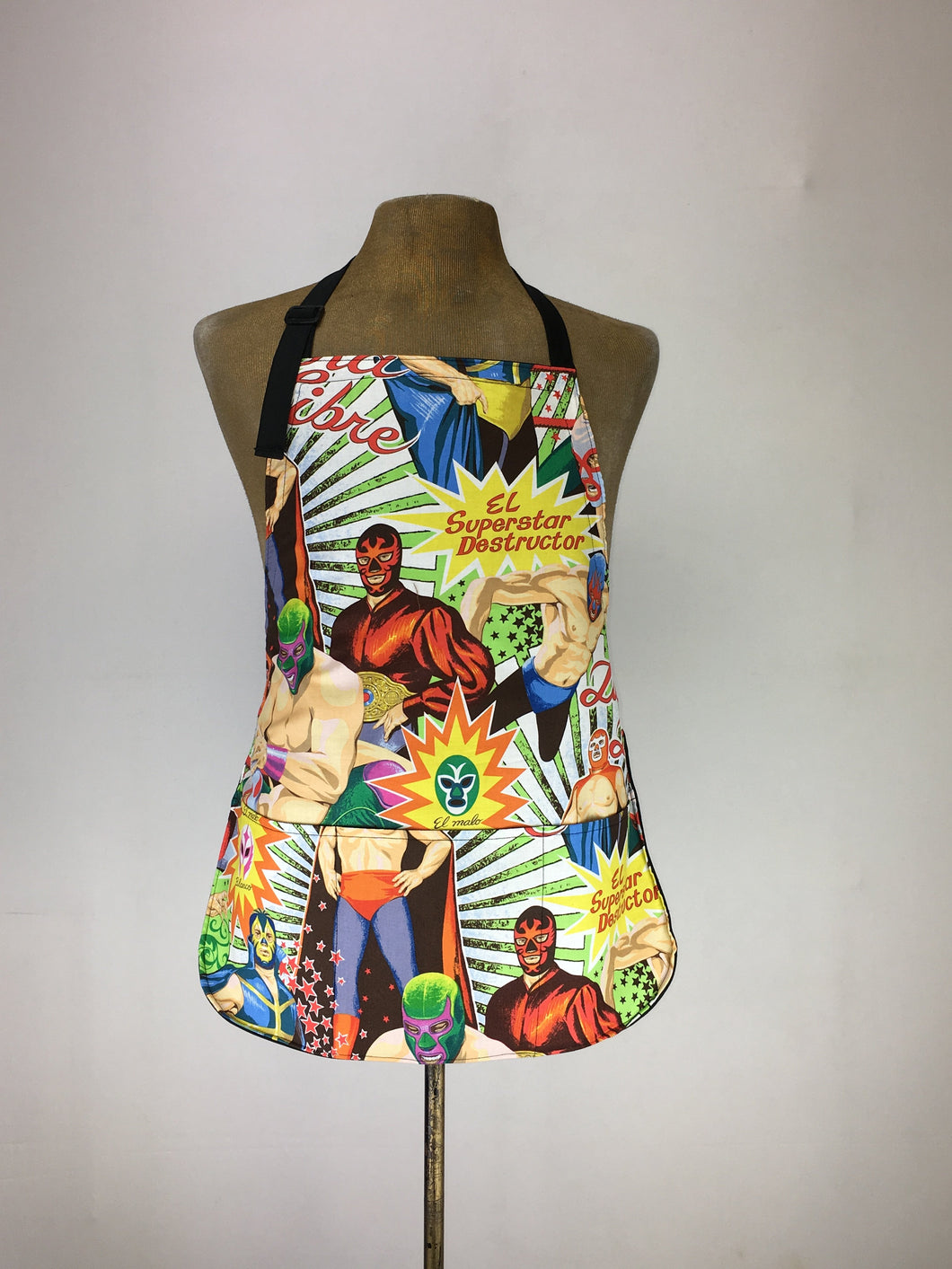Lucha Libre large print handcrafted double sided apron