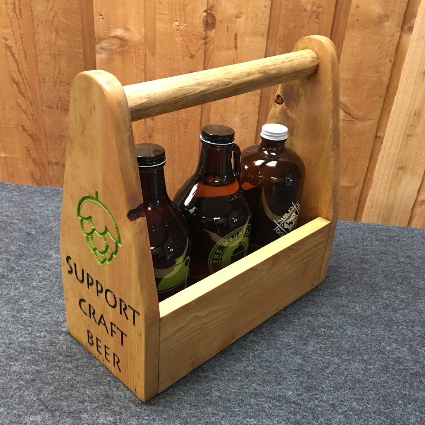 Support Craft Beer Bottle Carrier - As Shown Holds Three 32oz Howler Bottle - Other Sizes Available