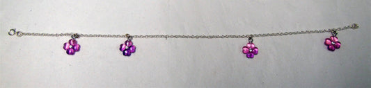 Handcrafted sterling silver ankle chain with charms
