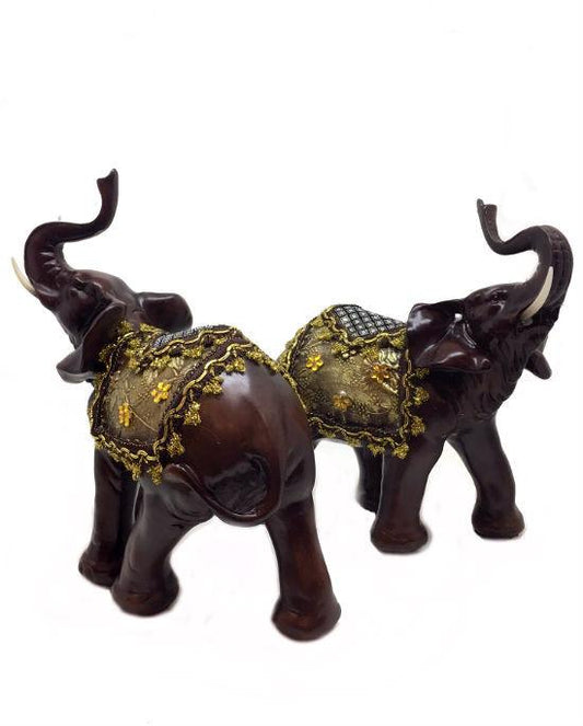 LUCKY HOME IMITATION MAHOGANY ELEPHANT CRAFTS HOME DECORATIONS 2 SET