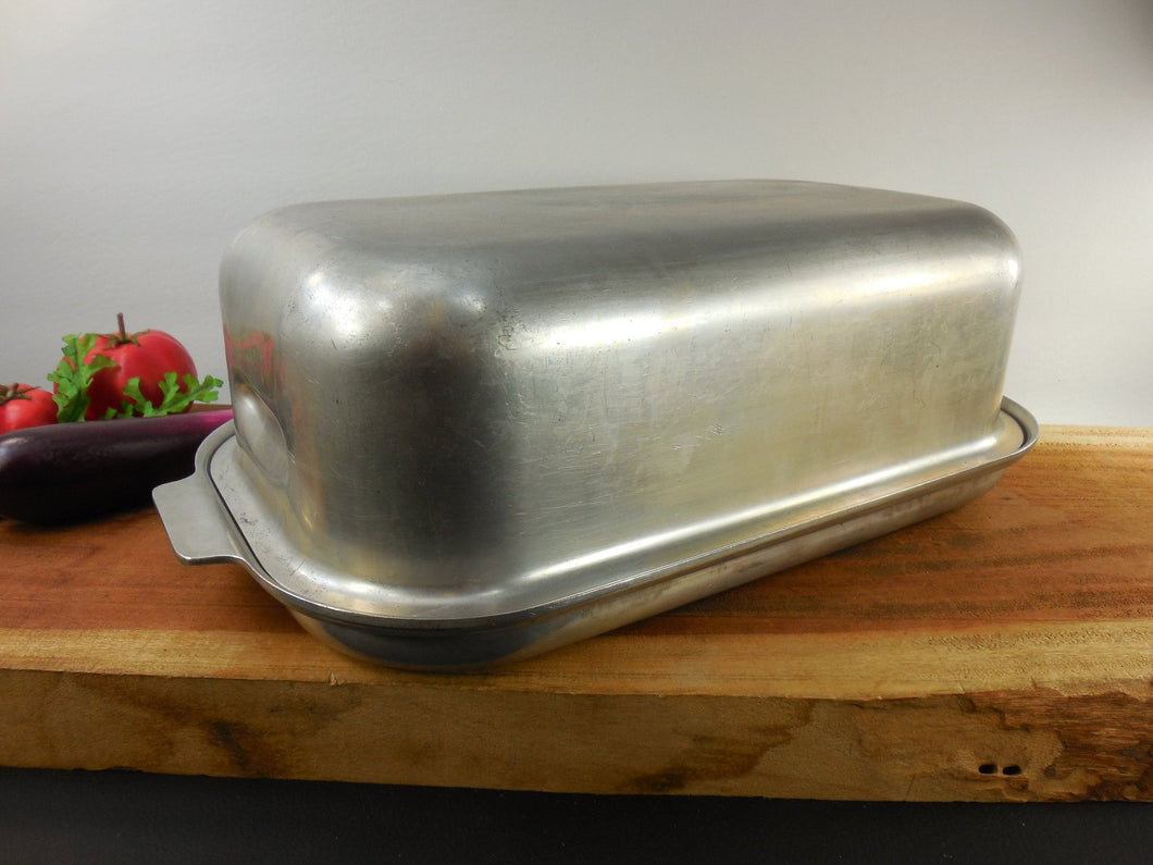 SOLD... Kitchen Craft USA Large Aluminum Roaster Pan & Cover Lid - Heavy Duty Vintage Cookware