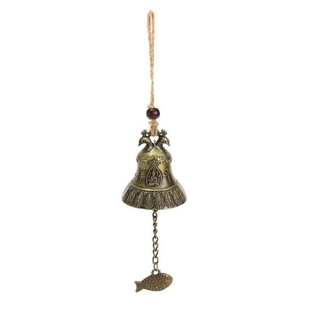 KiWarm Retro Buddha Statue Pattern Bell Blessing Feng Shui Wind Chime for Good Luck Fortune Home Car Crafts Hanging Decoration