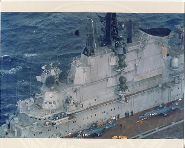 Official U.S. Navy photo of Soviet aircraft carrier Kiev underway.