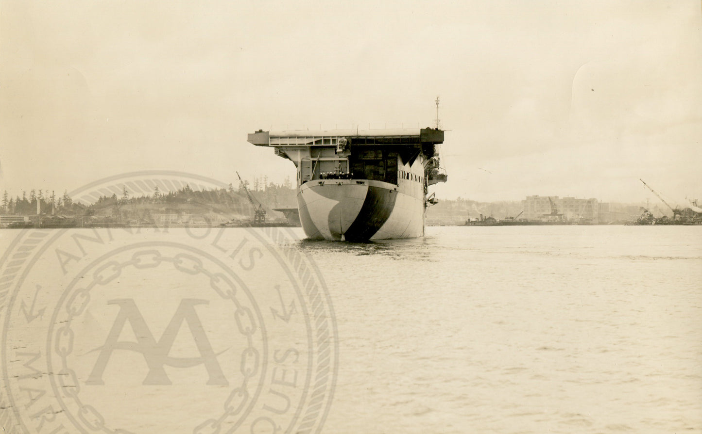 Official Navy Photo of WWII era USS Long Island (CVE-9) Aircraft Carrier