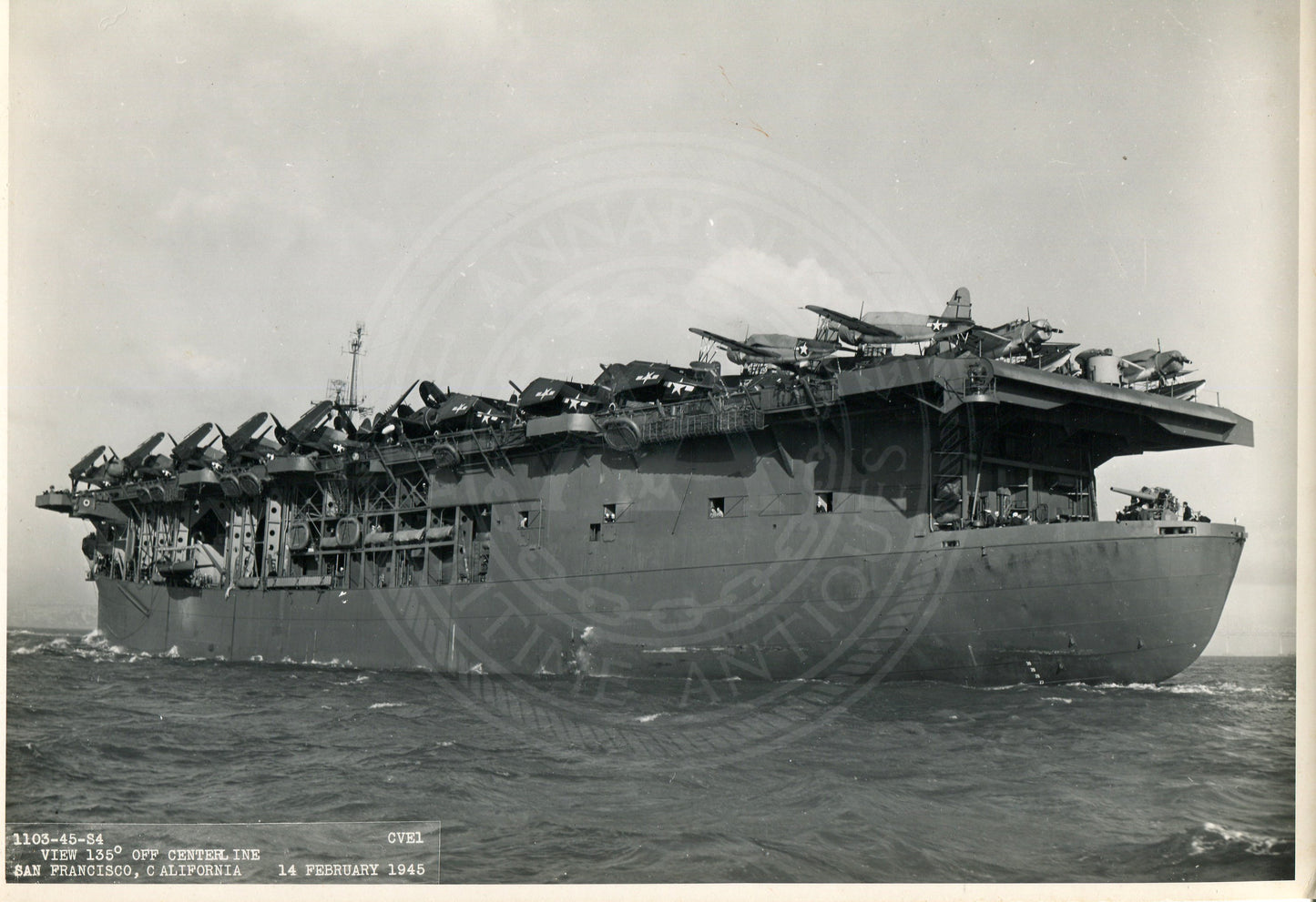 Official Navy Photo of WWII era USS Long Island (CVE-9) Aircraft Carrier