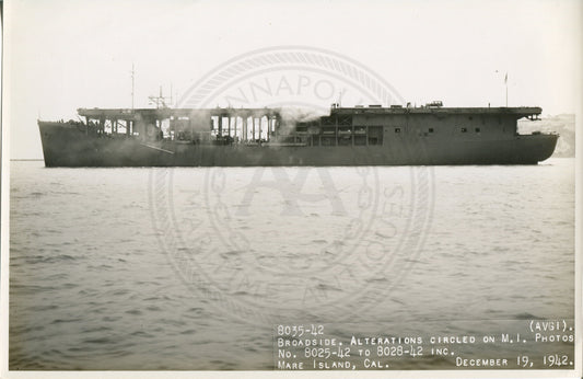Official Navy Photo of WWII era USS Long Island (CVE-9) Aircraft Carrier
