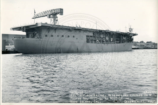Official Navy Photo of WWII era USS Long Island (CVE-9) Aircraft Carrier