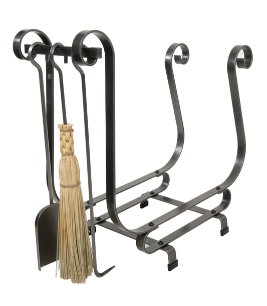 Handcrafted Sleigh Log Rack w Tools