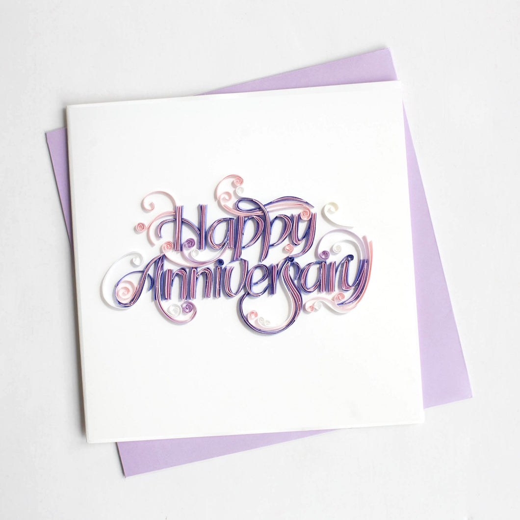 Quilling Card- Hand-Crafted Cards, Happy Anniversary