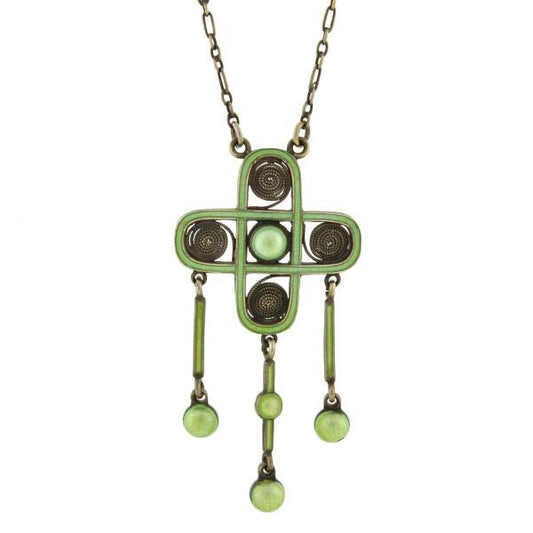 MARIUS HAMMER Arts & Crafts Silver Enameled Necklace