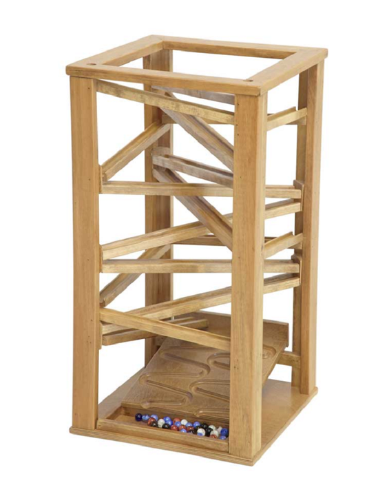MARVELOUS MARBLE MAZE RACE TRACK Amish Handmade Heirloom Wood Run with Glass Marbles