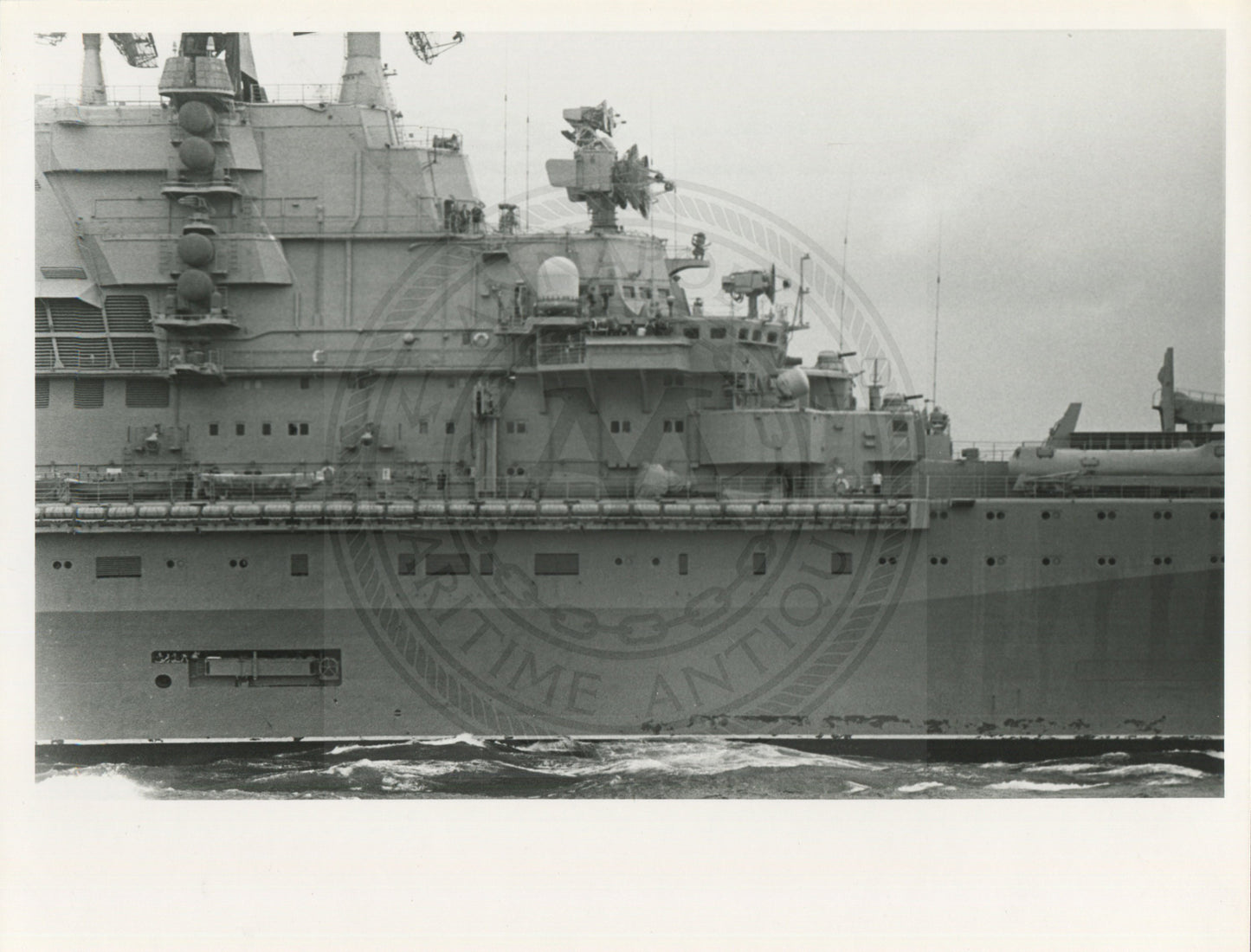 Official U.S. Navy photo of Soviet Kiev class aircraft carrier Minsk underway with aircraft on the deck.