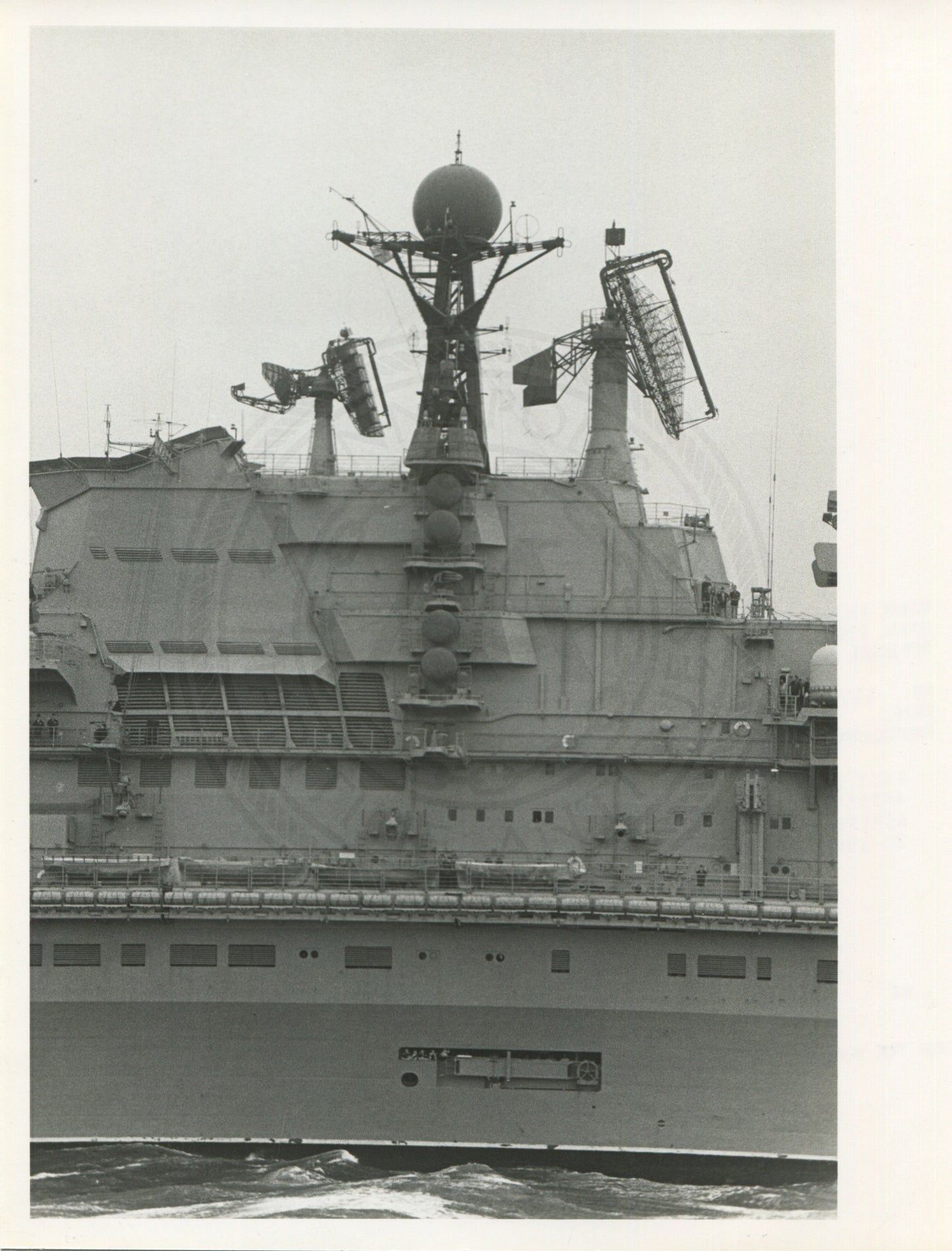 Official U.S. Navy photo of Soviet Kiev class aircraft carrier Minsk underway with aircraft on the deck.