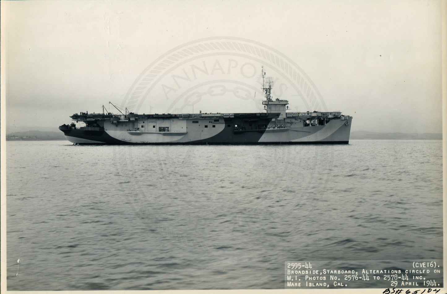 Official Navy Photo of WWII era USS Nassau (CVE-16) Aircraft Carrier