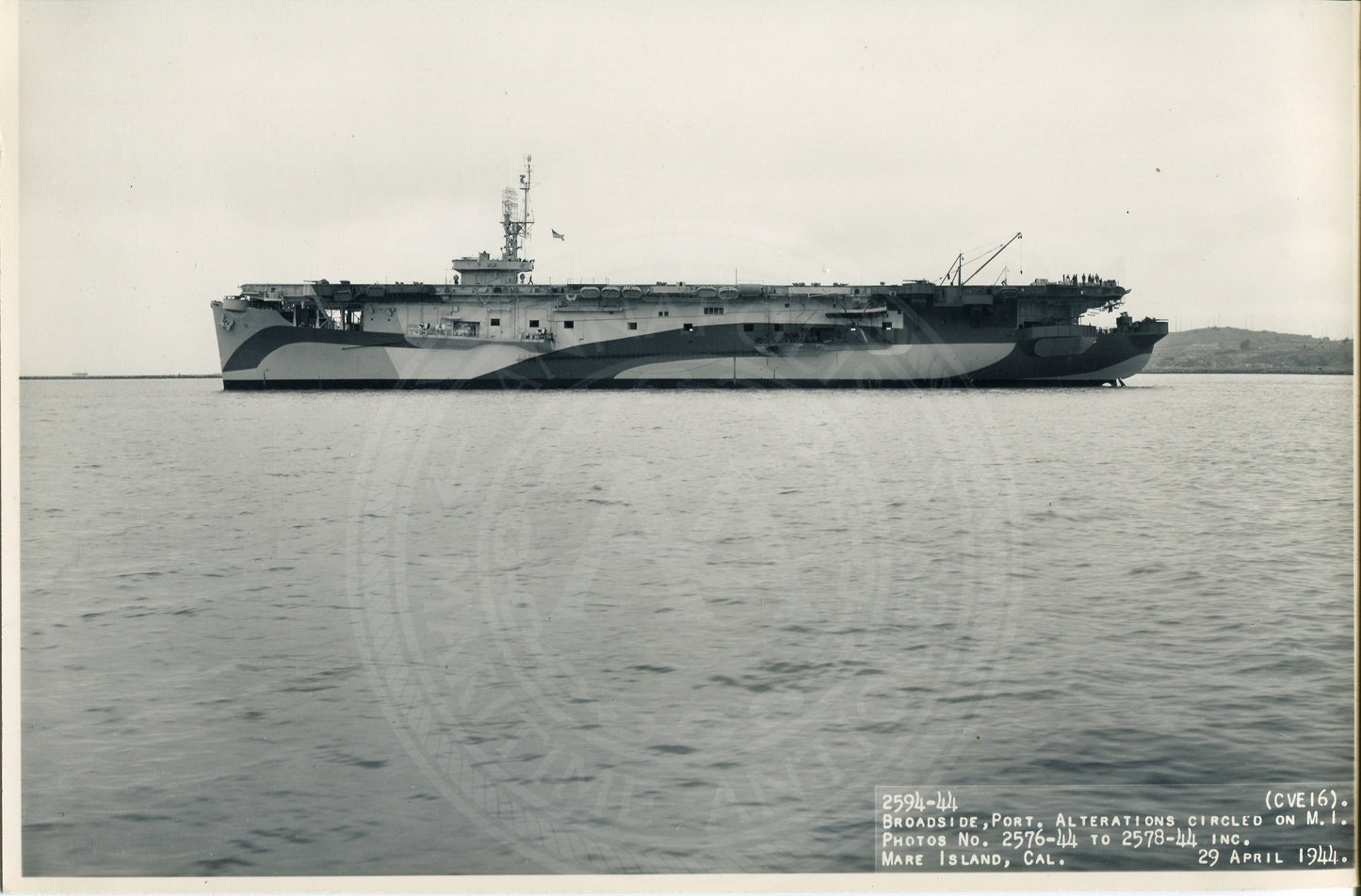 Official Navy Photo of WWII era USS Nassau (CVE-16) Aircraft Carrier