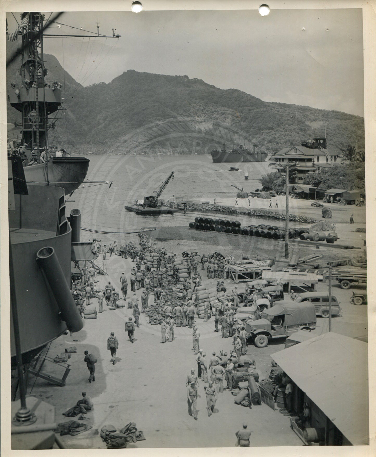 Official Navy Photo of WWII era USS Nassau (CVE-16) Aircraft Carrier