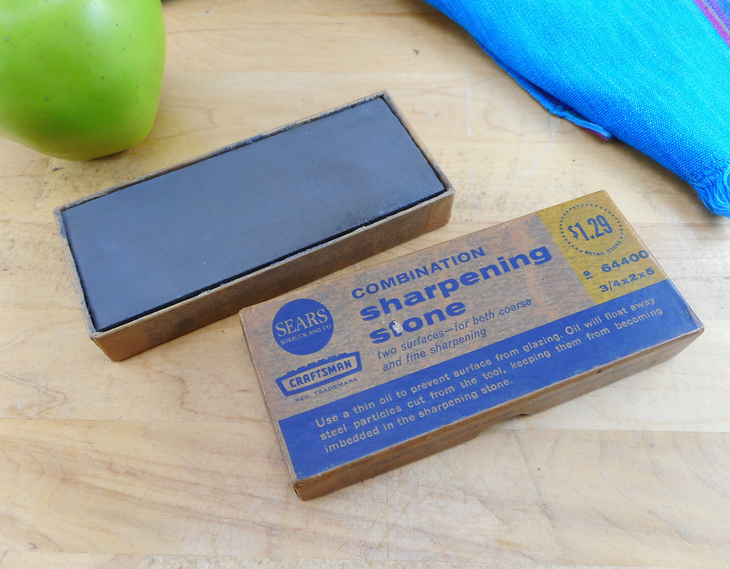 SOLD... Sears Craftsman Vintage Combination Sharpening Stone in Box 2x5