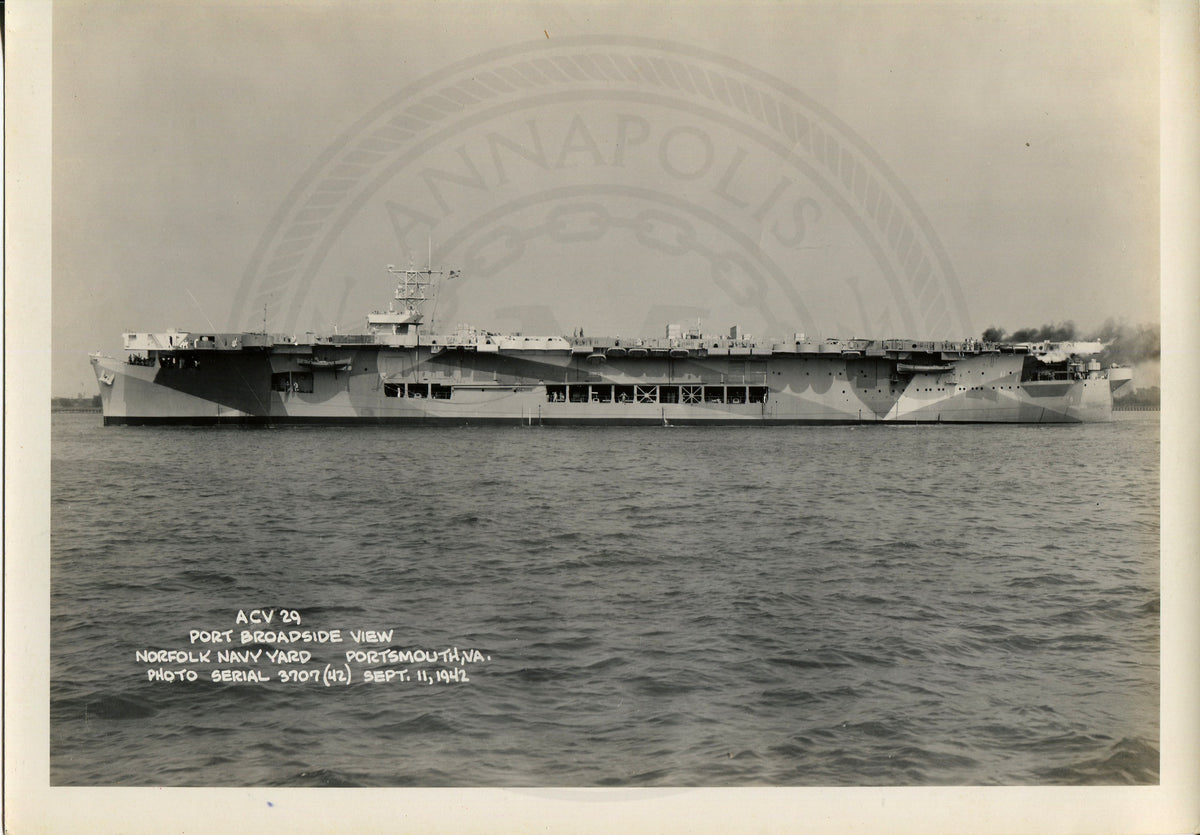 Official Navy Photo of WWII era USS Santee (CVE29) Aircraft Carrier