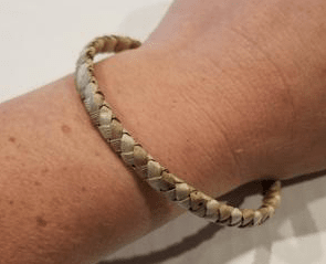 Handcrafted Small Thin Striped Weave Lauhala Bracelet, Keiki Size