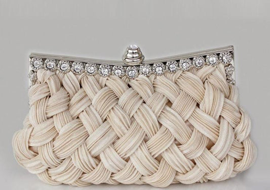 Sequins Diamonds Hasp Satin Crafted Evening Clutch Ladies Hand Bag