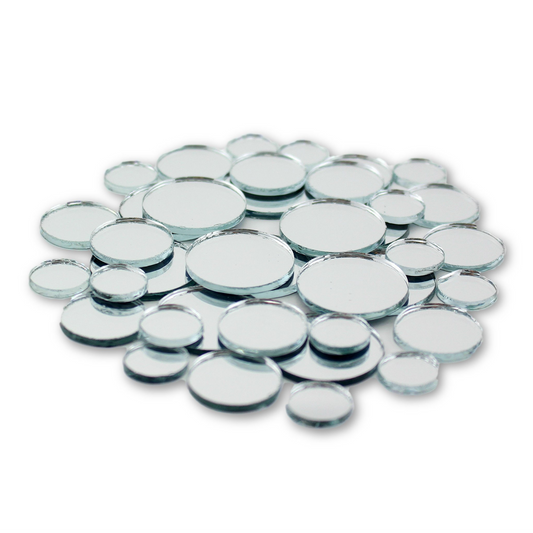 Small Mini Round Craft Mirrors Bulk Assortment 1/2, 3/4 & 1 inch 100 Pieces Mirror Mosaic Tiles
