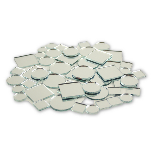 Small Mini  Square & Round Craft Mirrors Assorted Sizes Mirror Mosaic Tiles 1/2-1 inch 100 Pieces