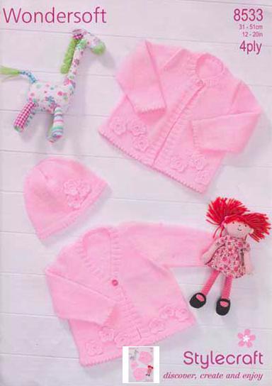 Stylecraft Pattern 8533 4 ply Cardigans & Hat