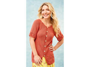 Let's Knit Sunspot Border Cardigan in Stylecraft Linen Drape