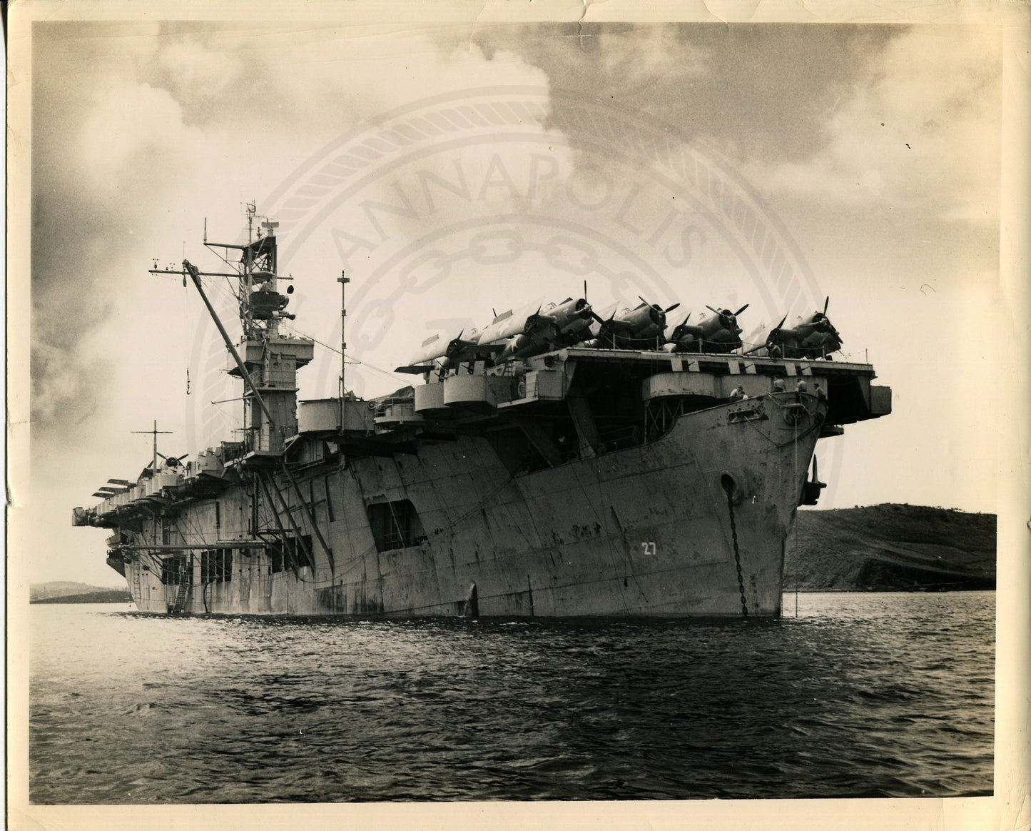 Official Navy Photo of WWII era USS Suwanee (CVE-27) Aircraft Carrier