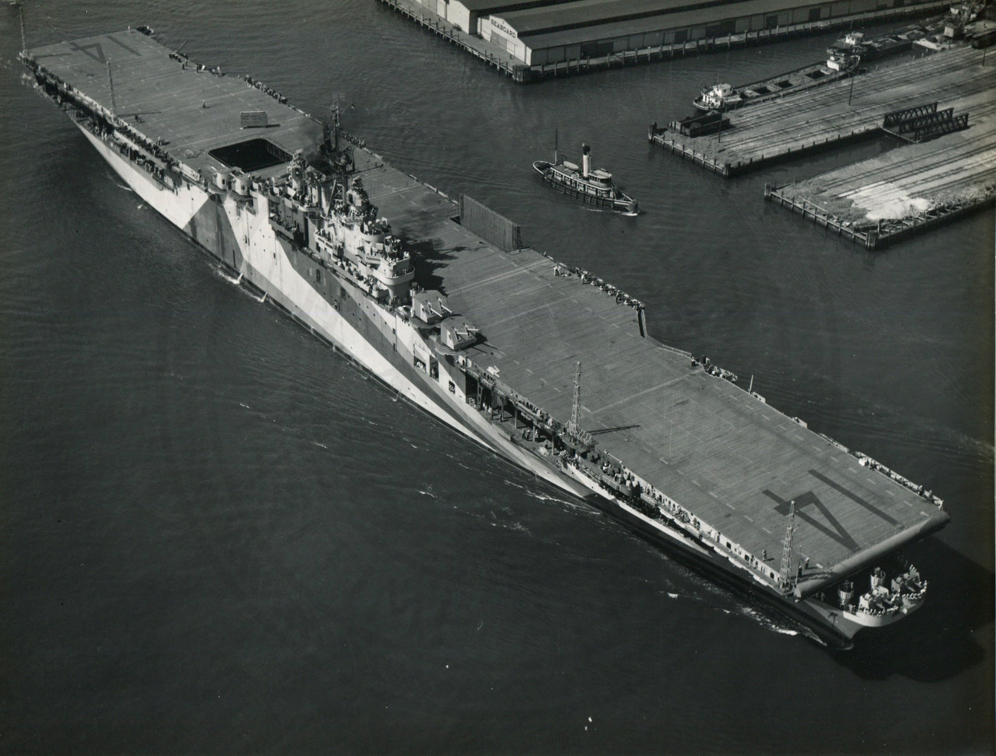 Official Navy Photo of WWII era USS Ticonderoga (CV-14) Aircraft Carrier