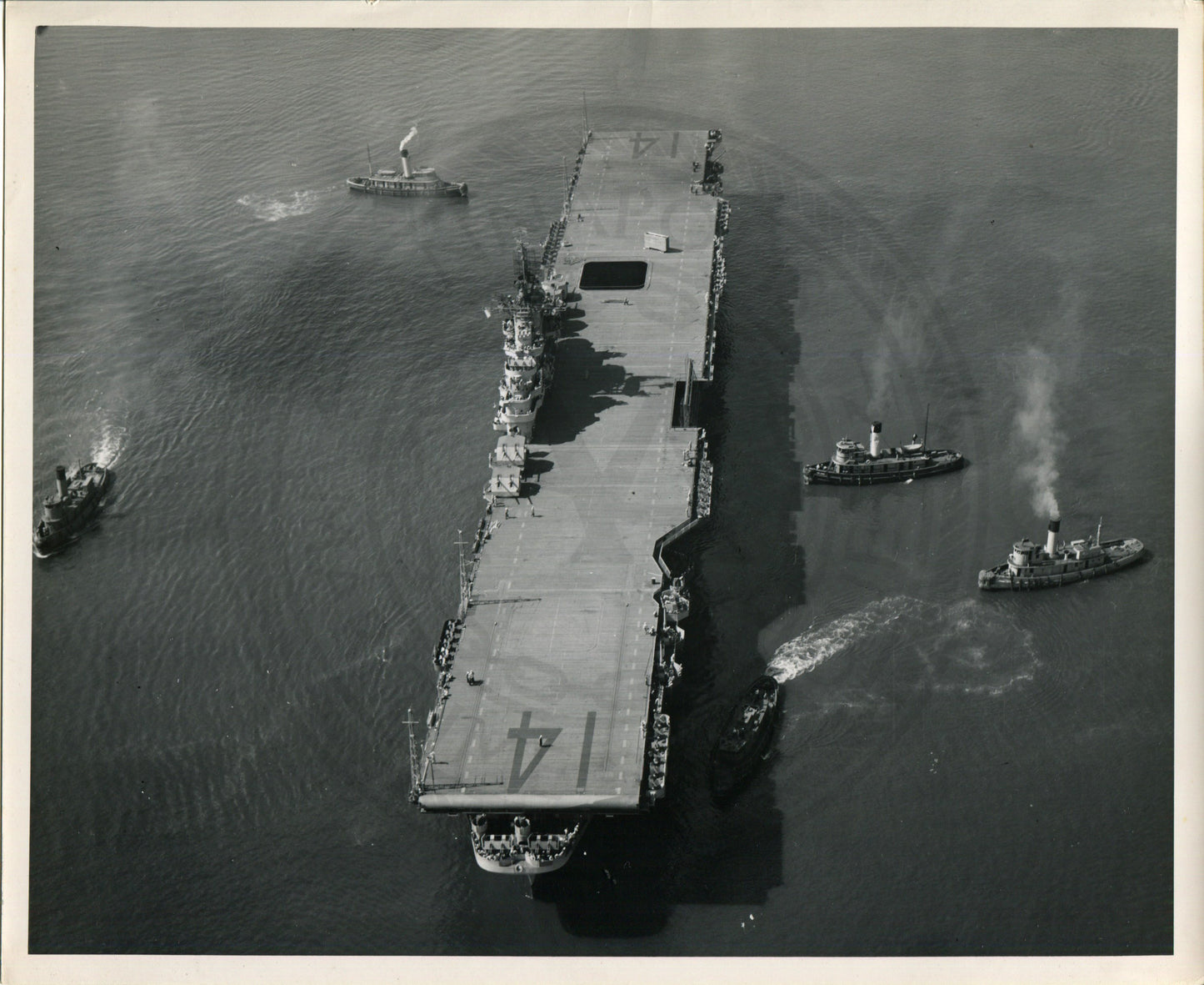 Official Navy Photo of WWII era USS Ticonderoga (CV-14) Aircraft Carrier