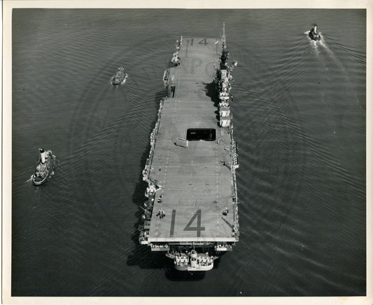 Official Navy Photo of WWII era USS Ticonderoga (CV-14) Aircraft Carrier