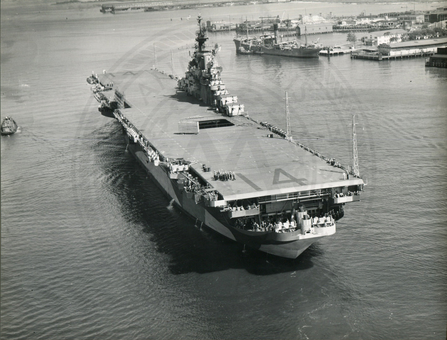 Official Navy Photo of WWII era USS Ticonderoga (CV-14) Aircraft Carrier