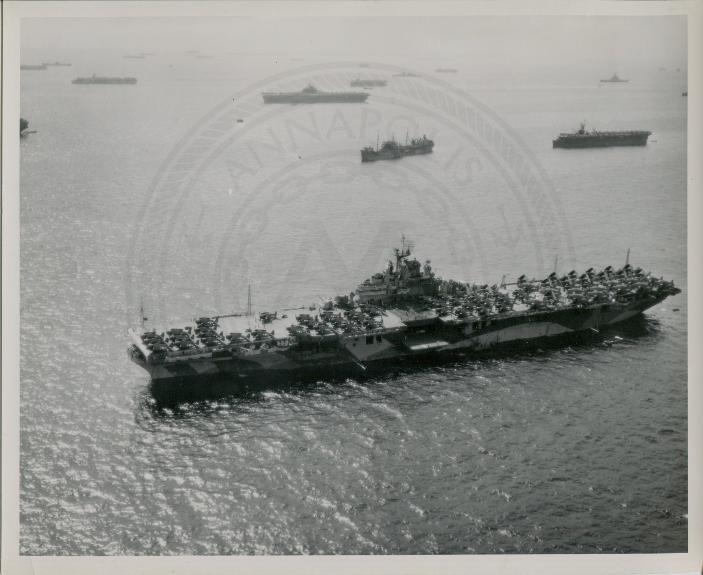 Official Navy Photo of WWII era USS Ticonderoga (CV-14) Aircraft Carrier