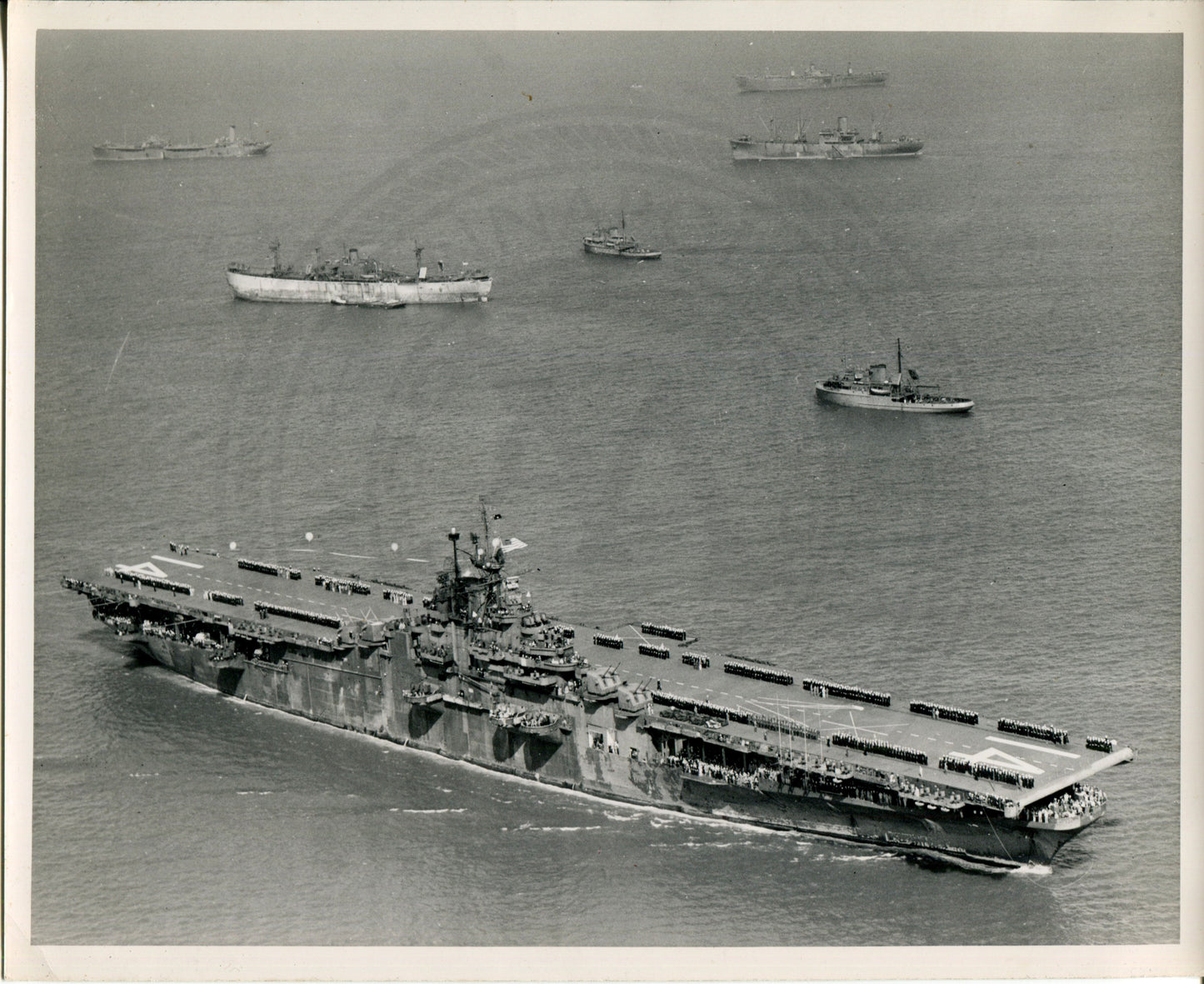 Official Navy Photo of WWII era USS Ticonderoga (CV-14) Aircraft Carrier