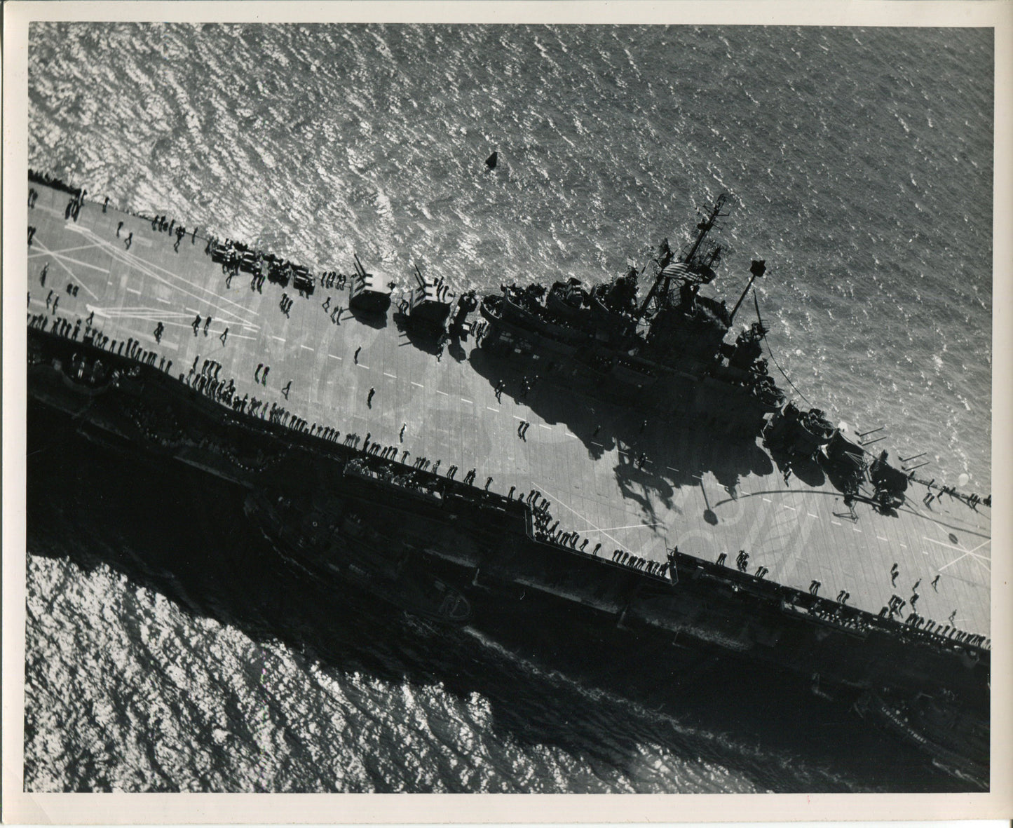 Official Navy Photo of WWII era USS Ticonderoga (CV-14) Aircraft Carrier