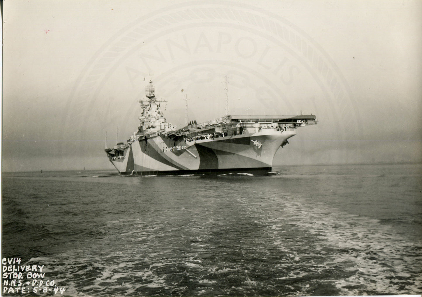 Official Navy Photo of WWII era USS Ticonderoga (CV-14) Aircraft Carrier