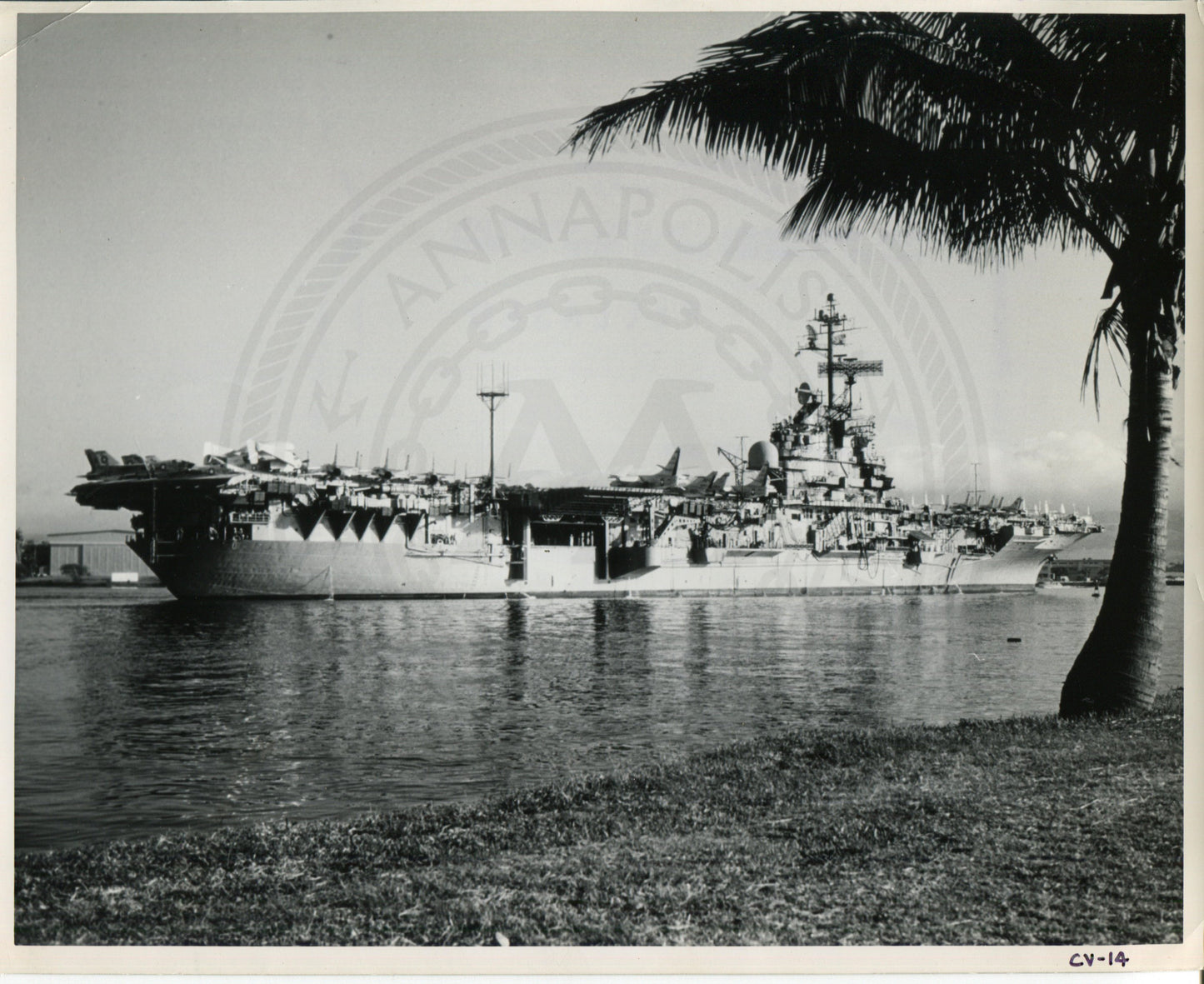 Official Navy Photo of WWII era USS Ticonderoga (CV-14) Aircraft Carrier