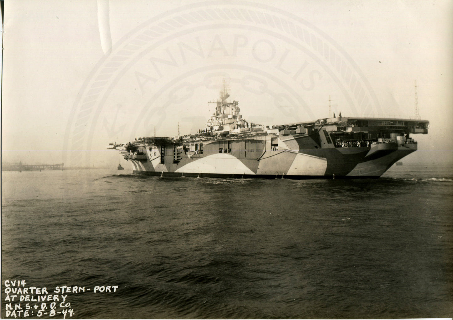 Official Navy Photo of WWII era USS Ticonderoga (CV-14) Aircraft Carrier