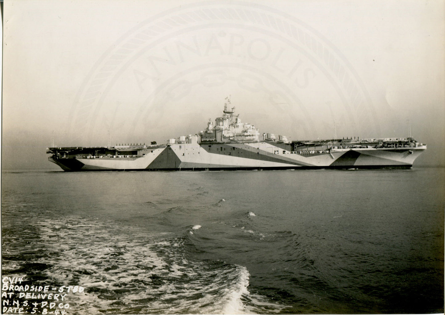 Official Navy Photo of WWII era USS Ticonderoga (CV-14) Aircraft Carrier