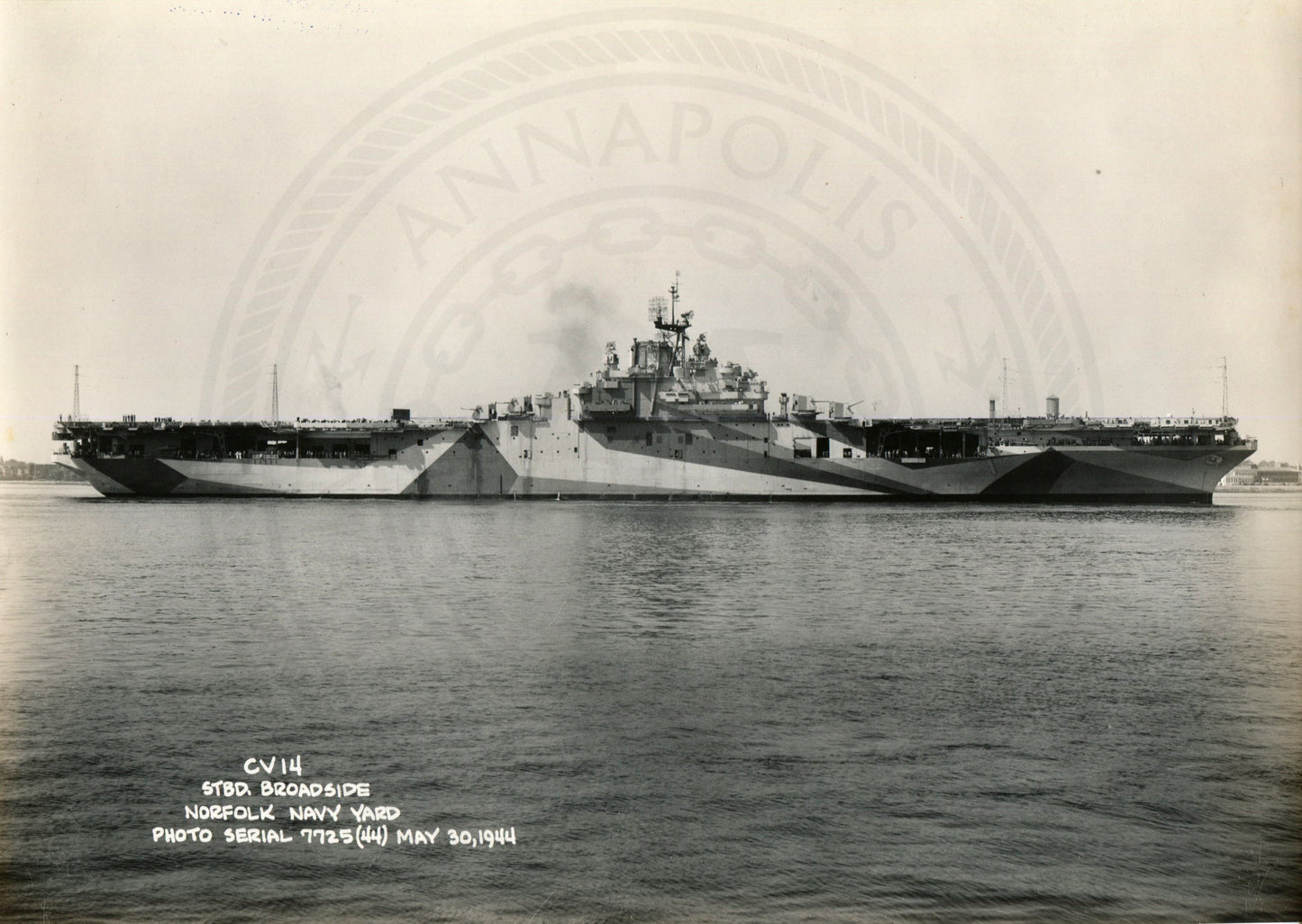 Official Navy Photo of WWII era USS Ticonderoga (CV-14) Aircraft Carrier