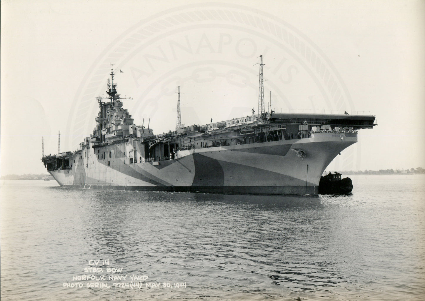 Official Navy Photo of WWII era USS Ticonderoga (CV-14) Aircraft Carrier