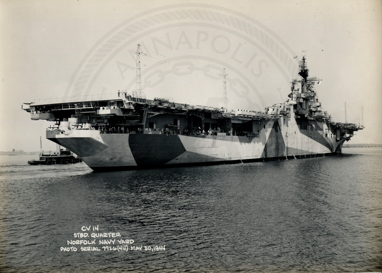 Official Navy Photo of WWII era USS Ticonderoga (CV-14) Aircraft Carrier