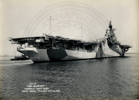 Official Navy Photo of WWII era USS Ticonderoga (CV-14) Aircraft Carrier
