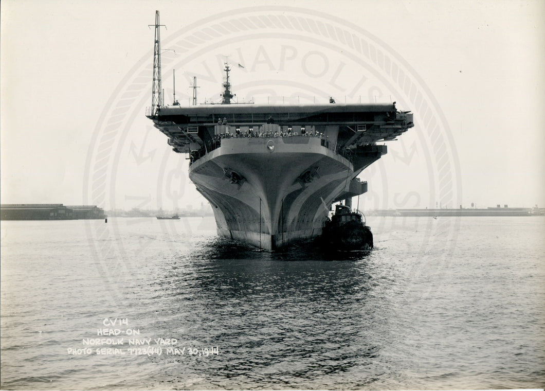 Official Navy Photo of WWII era USS Ticonderoga (CV-14) Aircraft Carrier