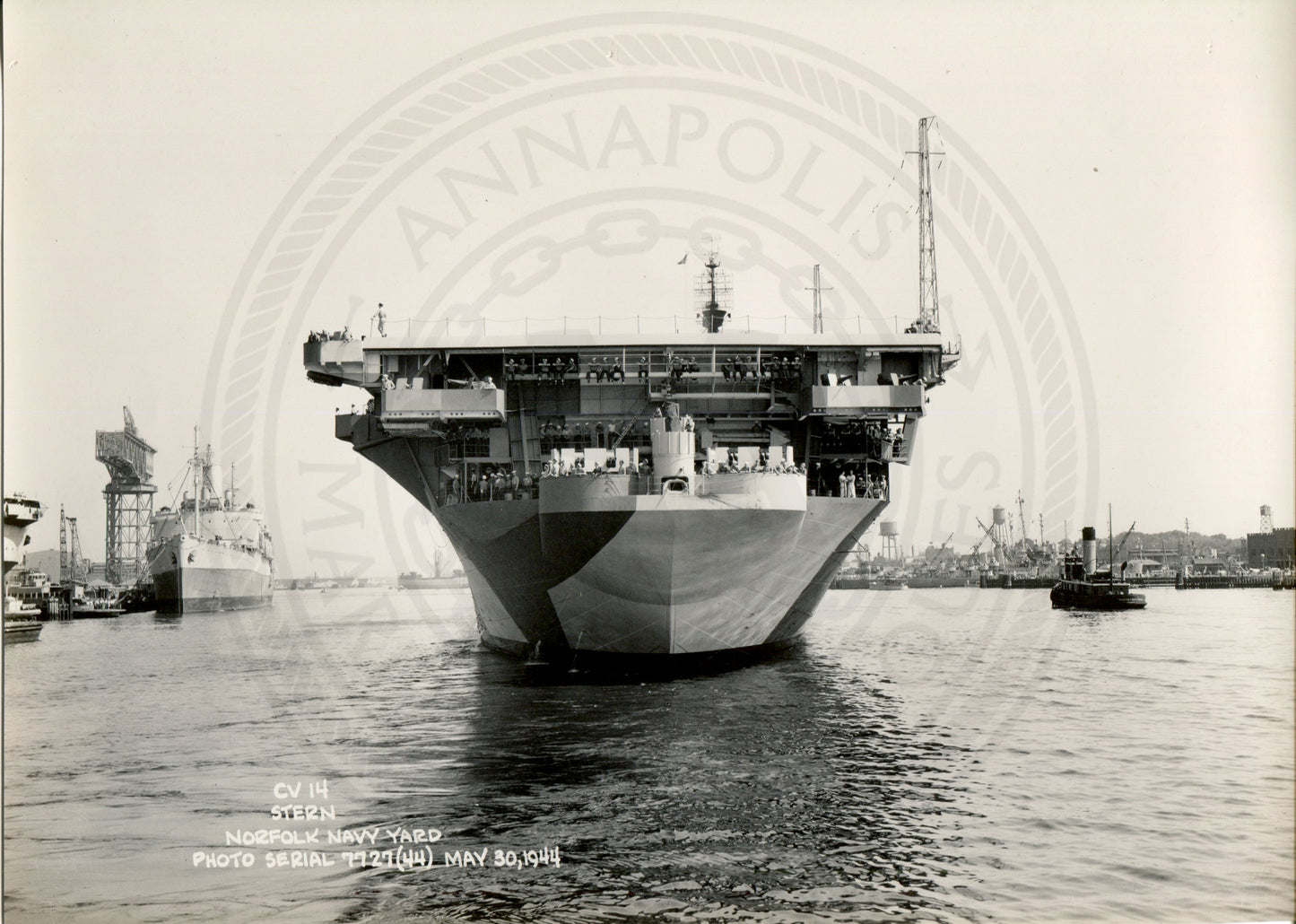 Official Navy Photo of WWII era USS Ticonderoga (CV-14) Aircraft Carrier