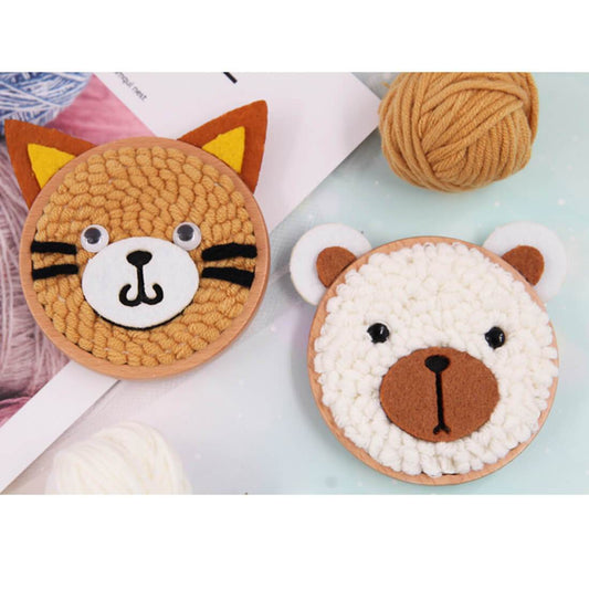 Tiger& Bear Set DIY Rug Hooking Punch Needle Handcraft
